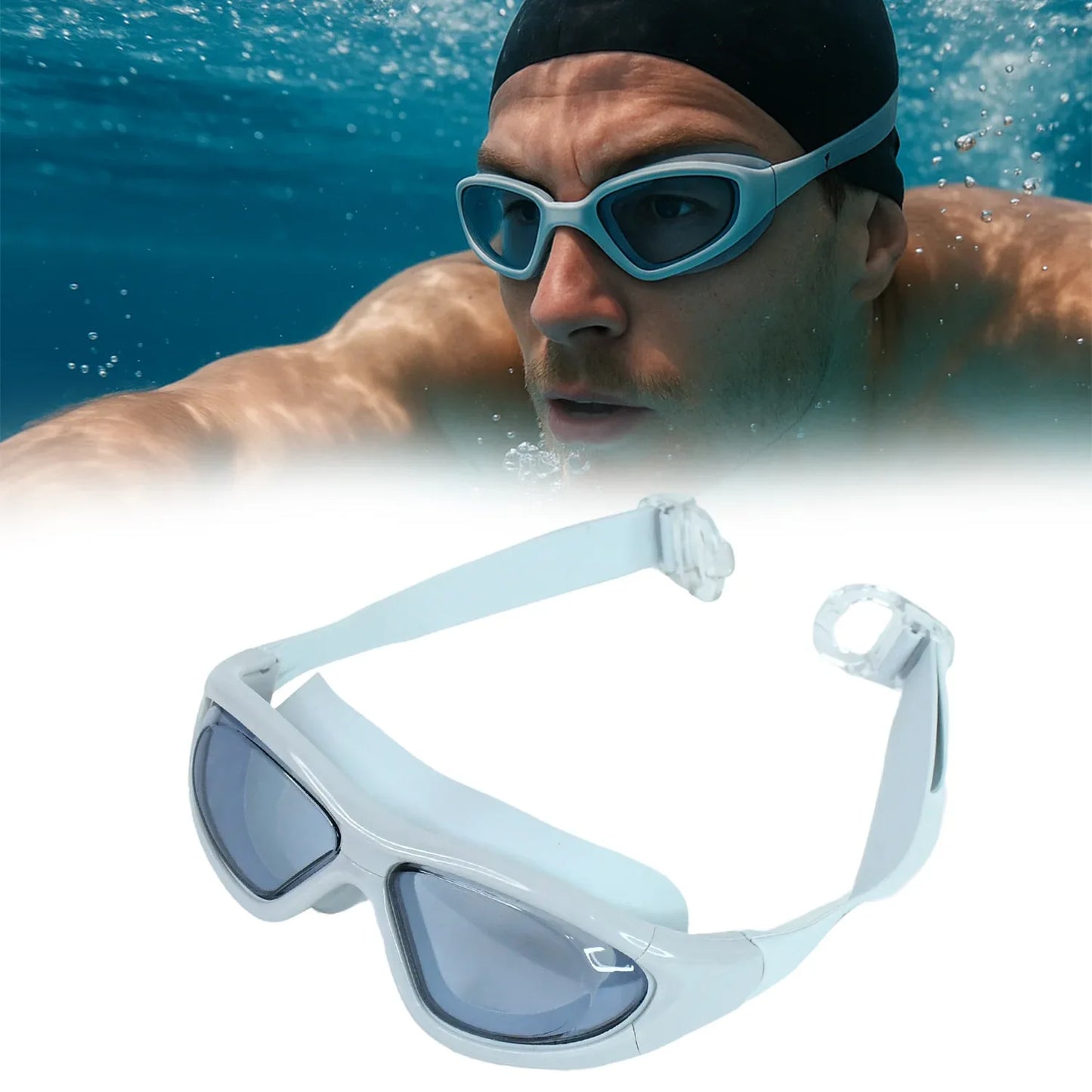 Premium Wide Vision Swimming Goggles With Protective Hard Case (1 Pc) - Zidbik