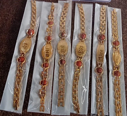 Gold Plated Metal Bracelet Rakhi For Brother (1 Pc) - Zidbik
