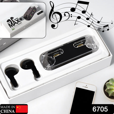 6705 Earphones With Touch Control Black Bluetooth M12 Max  Wireless Technology Stereo Sound Made With High-end Material - Zidbik