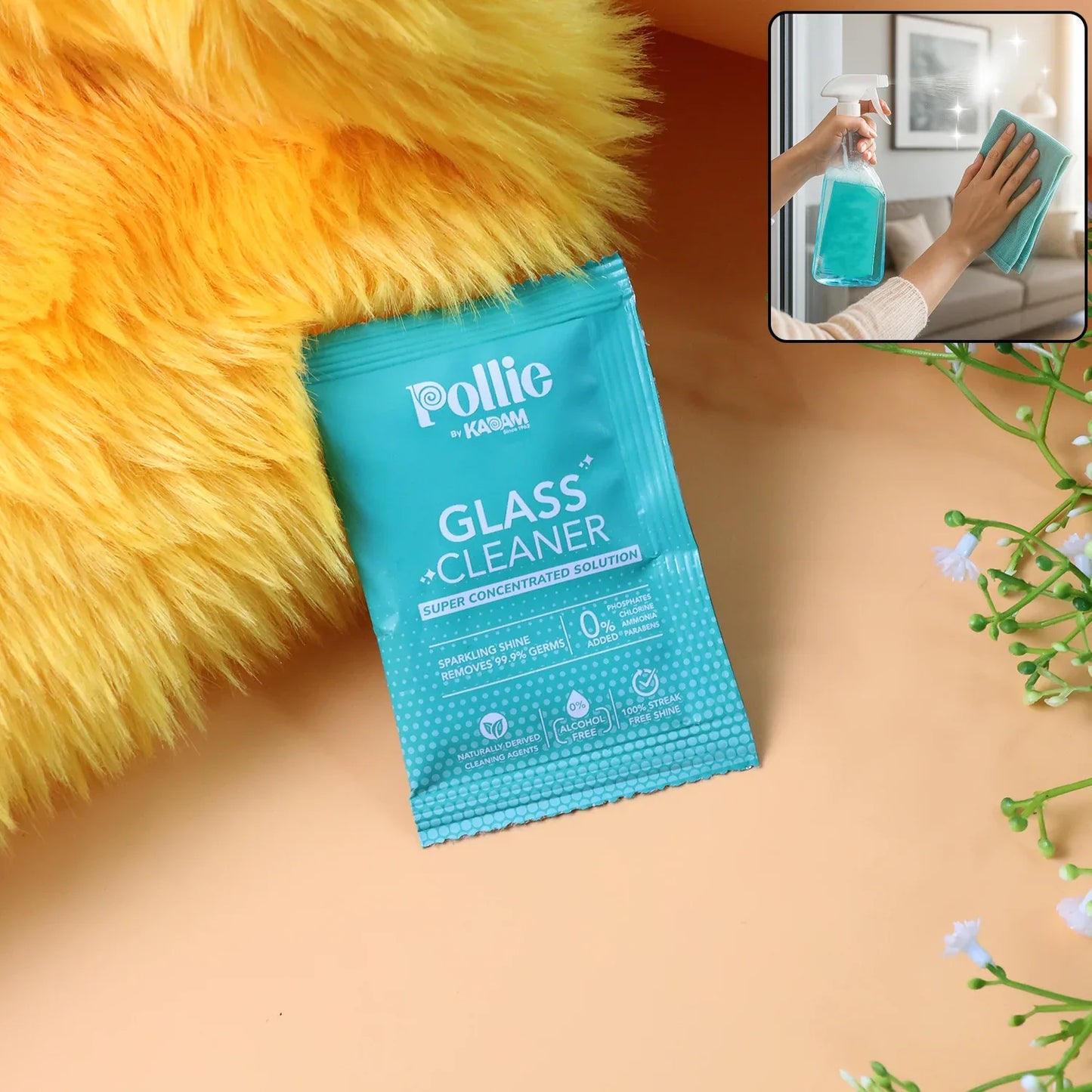 Pollic Kadam Concentrated Glass Mirror Cleaner Sachet (15 Gm) - Zidbik