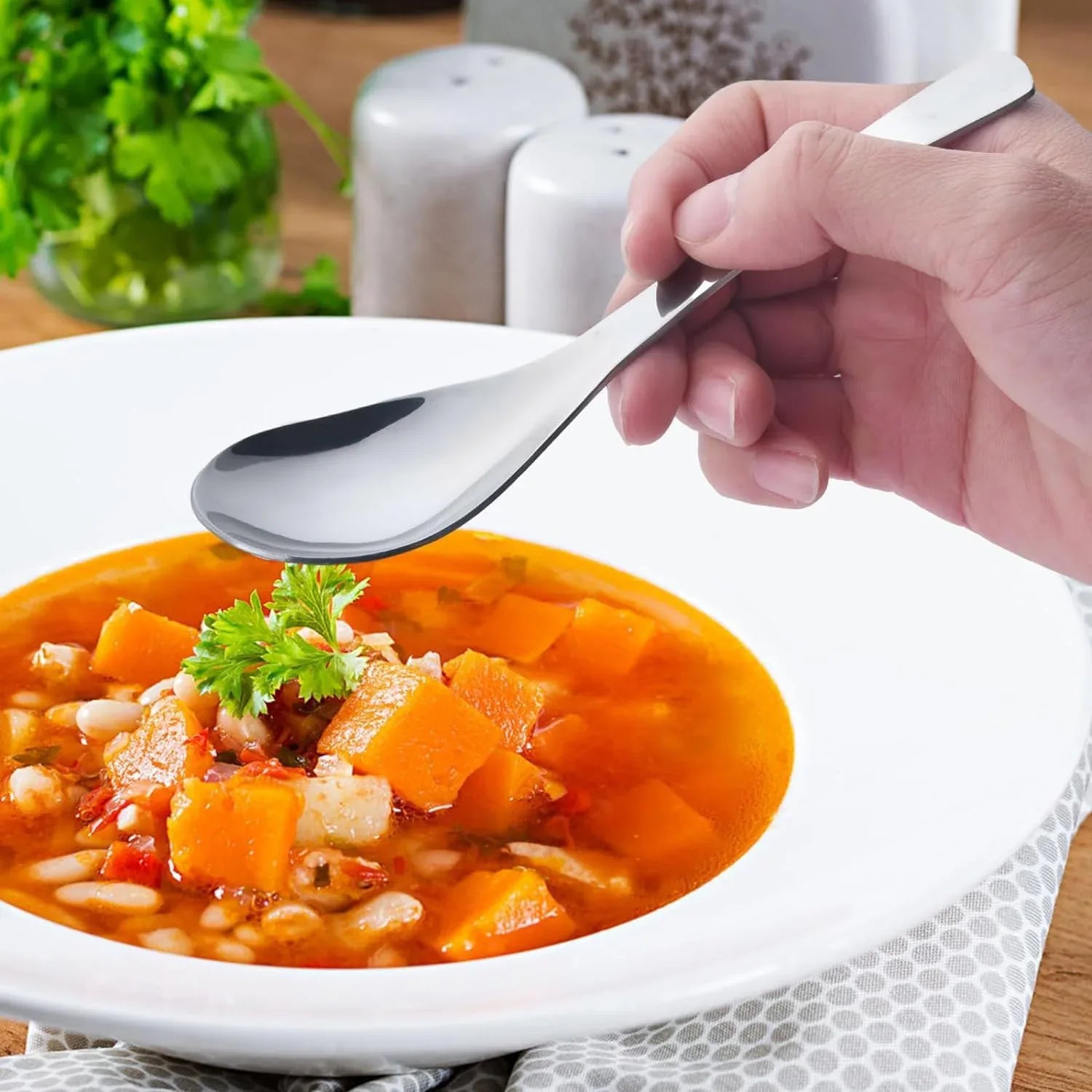 Apex Premium Stainless Steel Soup Spoon Set 6 Pieces - Zidbik