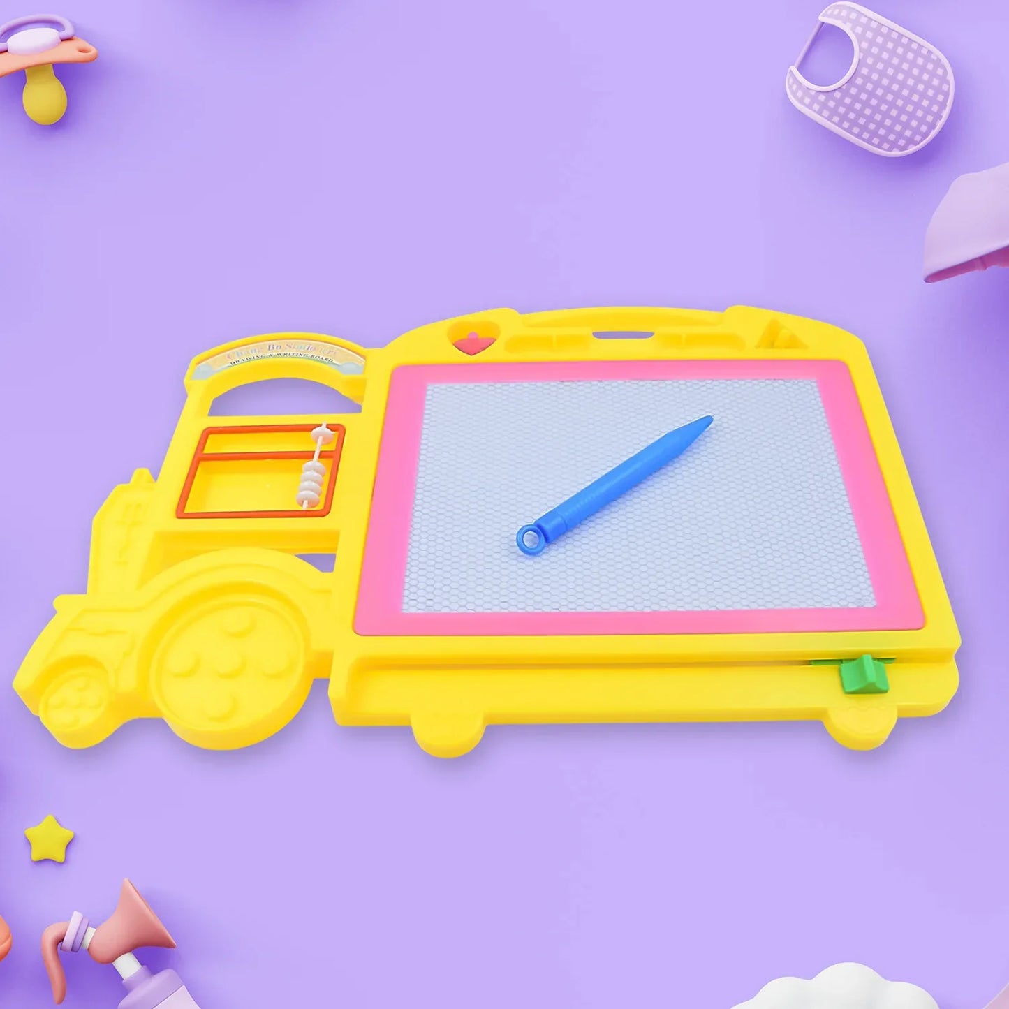 Bus Shape Drawing Writing Slate Board For Kids (1 Pc 32 21 Cm) - Zidbik