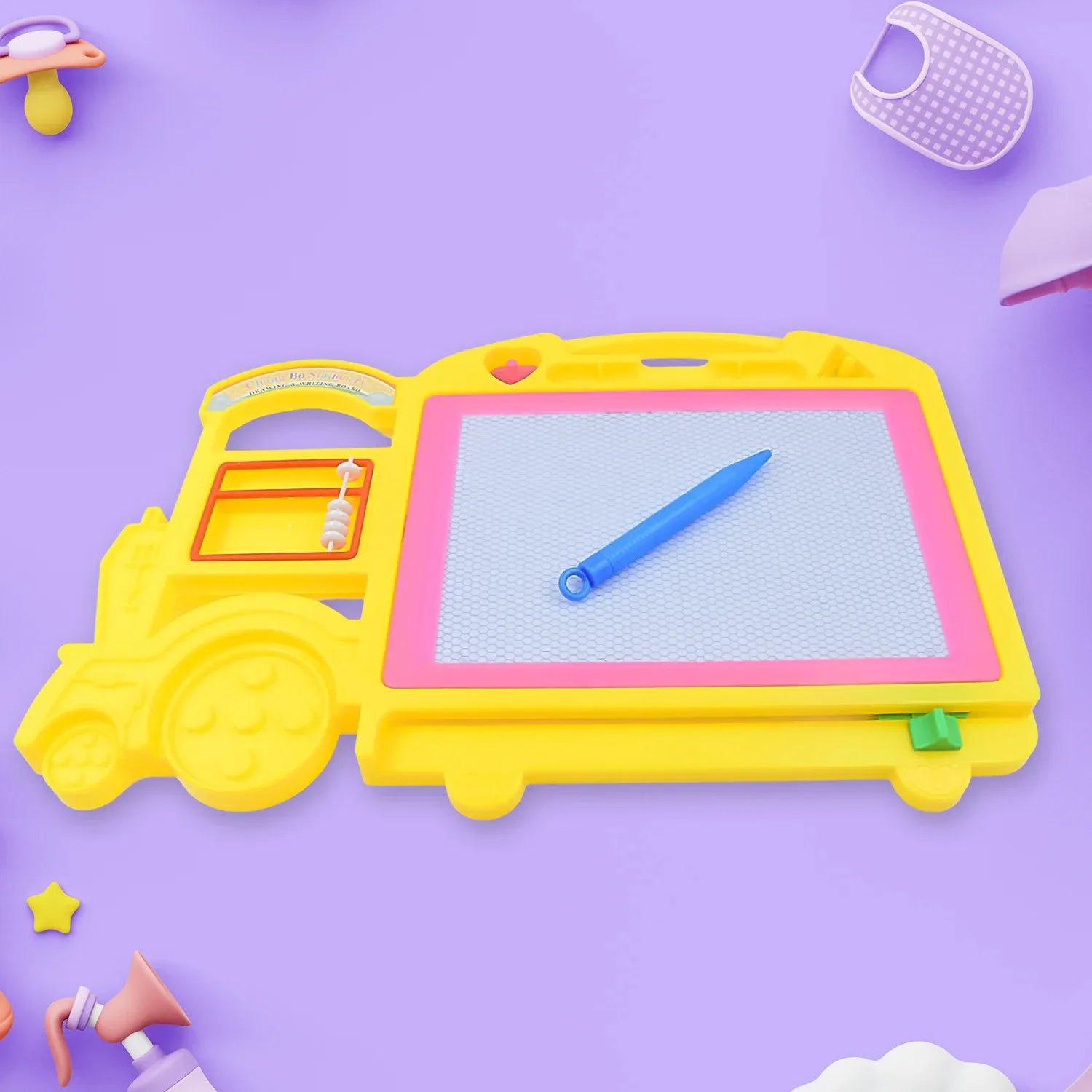 Bus Shape Drawing Writing Slate Board For Kids (1 Pc 32 21 Cm) - Zidbik
