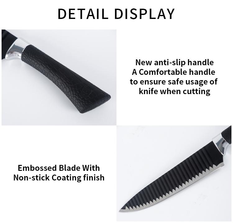 2285 Stainless Steel Knife Set With Chef Peeler And Scissor (6 Pieces) - Zidbik