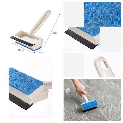 7602 2 In 1 Glass Wiper Cleaning Brush Mirror Grout Tile Cleaner Washing Pot Brush Double-sided Glass Wipe Bathroom Wiper Window Glass Wiper - Zidbik