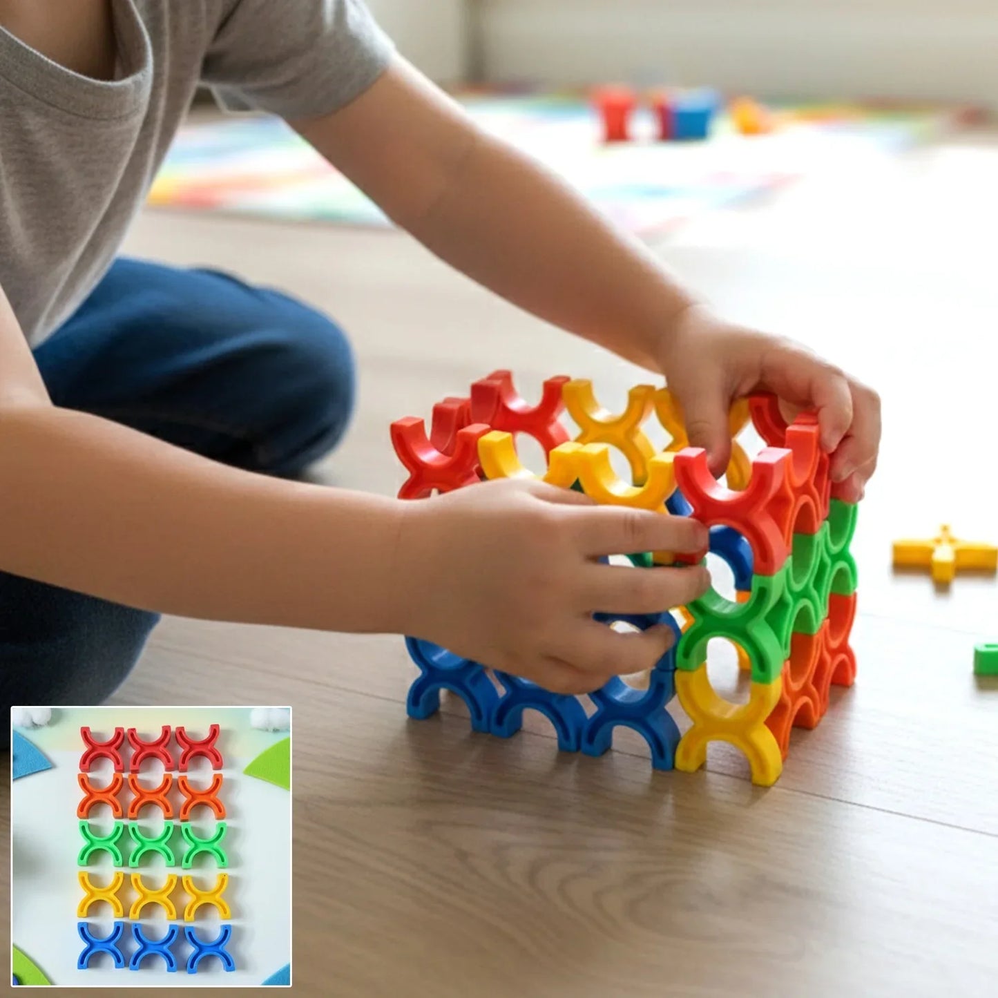 Balanced Block Colorful Interlocking Stacking Toy (1 Set) - Zidbik