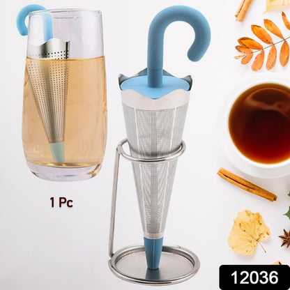 Reusable Cute Umbrella Tea Strainer With Tray  Stand (1 Pc) - Zidbik