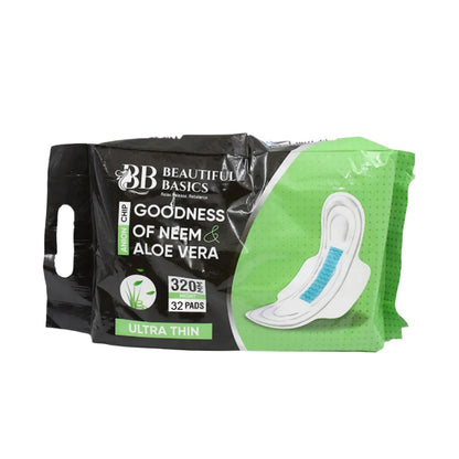 0982 Sanitary Pads For Women With Goodness Of Neem  Aloe Vera  Ultra Thin  Leakage Protection  Ph Balance  With Antibacterial Anion Chip  5x More Absorbance (320 Mm  32 Pads) - Zidbik