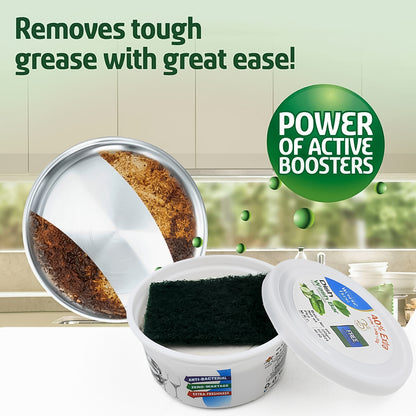 Fresh Mix Flavor Round Dishwash Bar With Super Scrubber Free Complete Dishwashing Solution Tough Stains Remover (350 Gm) - Zidbik