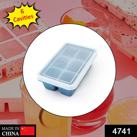 4741 6 Grid Silicone Ice Tray Used In All Kinds Of Places Like Household Kitchens For Making Ice From Water And Various Things And All. - Zidbik