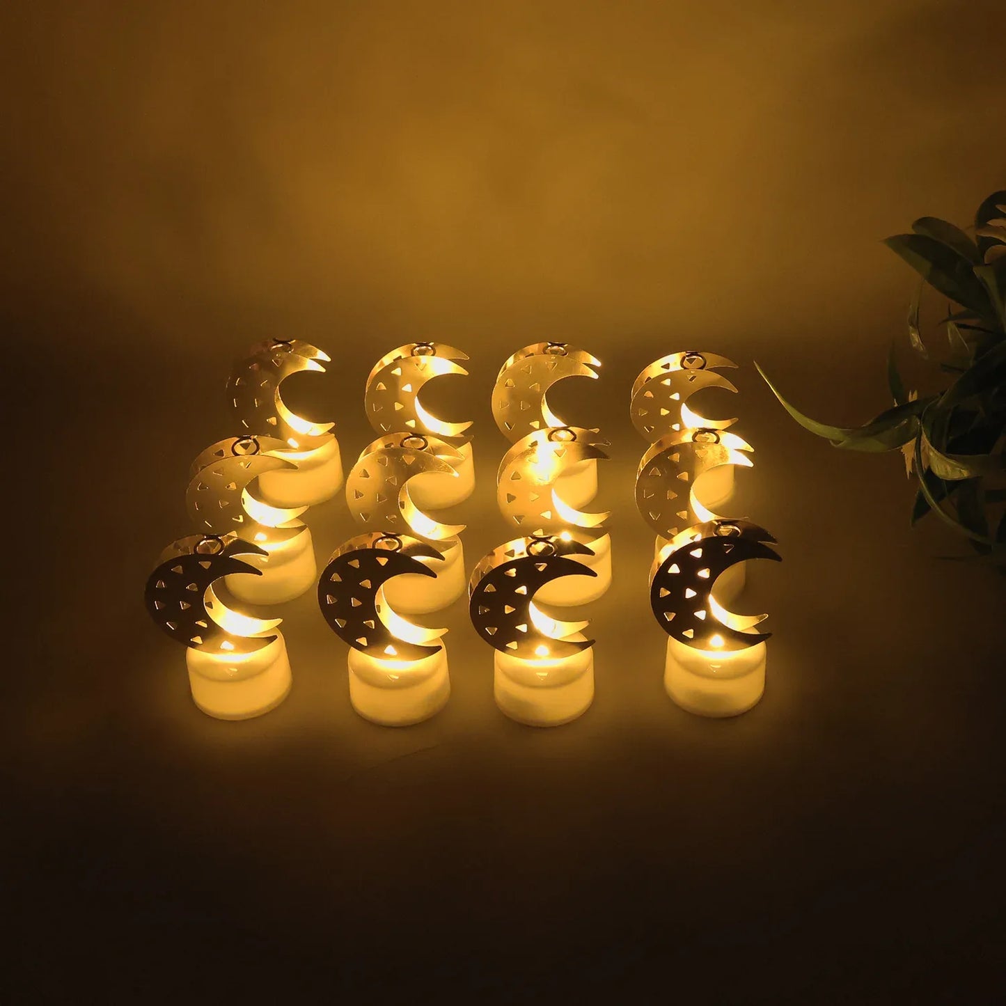 Decorative Moon Shaped Flameless Led Candles (12 Pc) - Zidbik