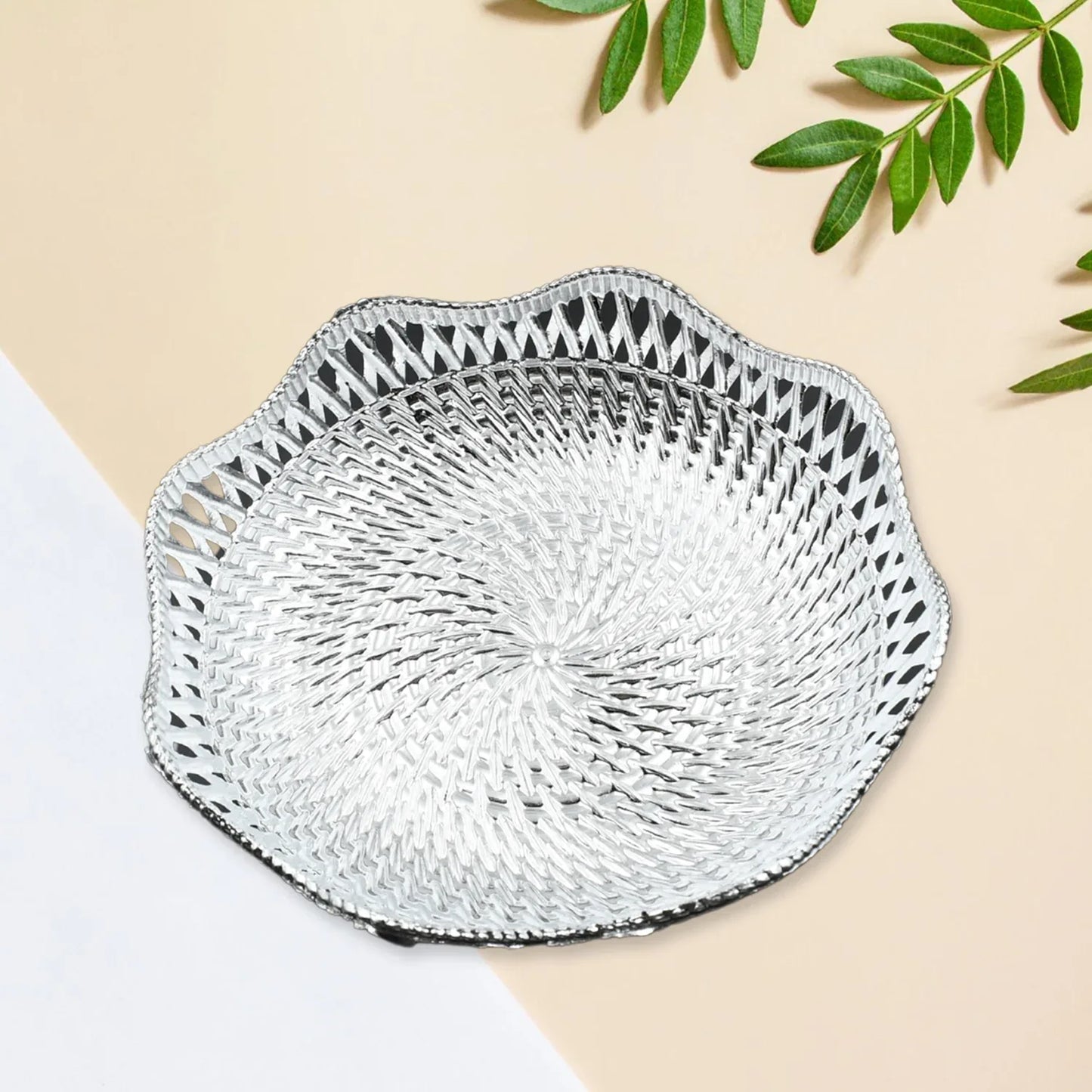 5482 Round Serving Tray Traditional Serving Tray Multipurpose Serving Tray Decorative Serving Platters Mukhwas Serving Tray (1 Pc ) - Zidbik