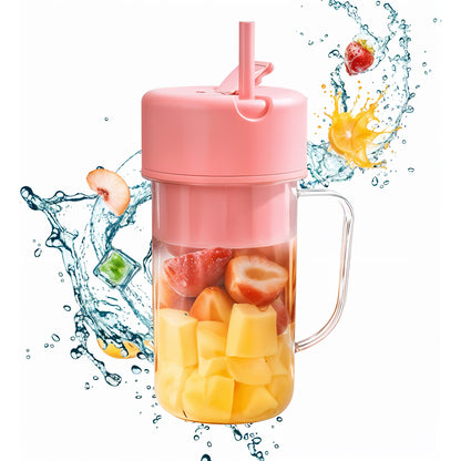 Portable Crusher Juicer With Handle  Straw Usb Rechargeable 6 Blades (420 Ml) - Zidbik
