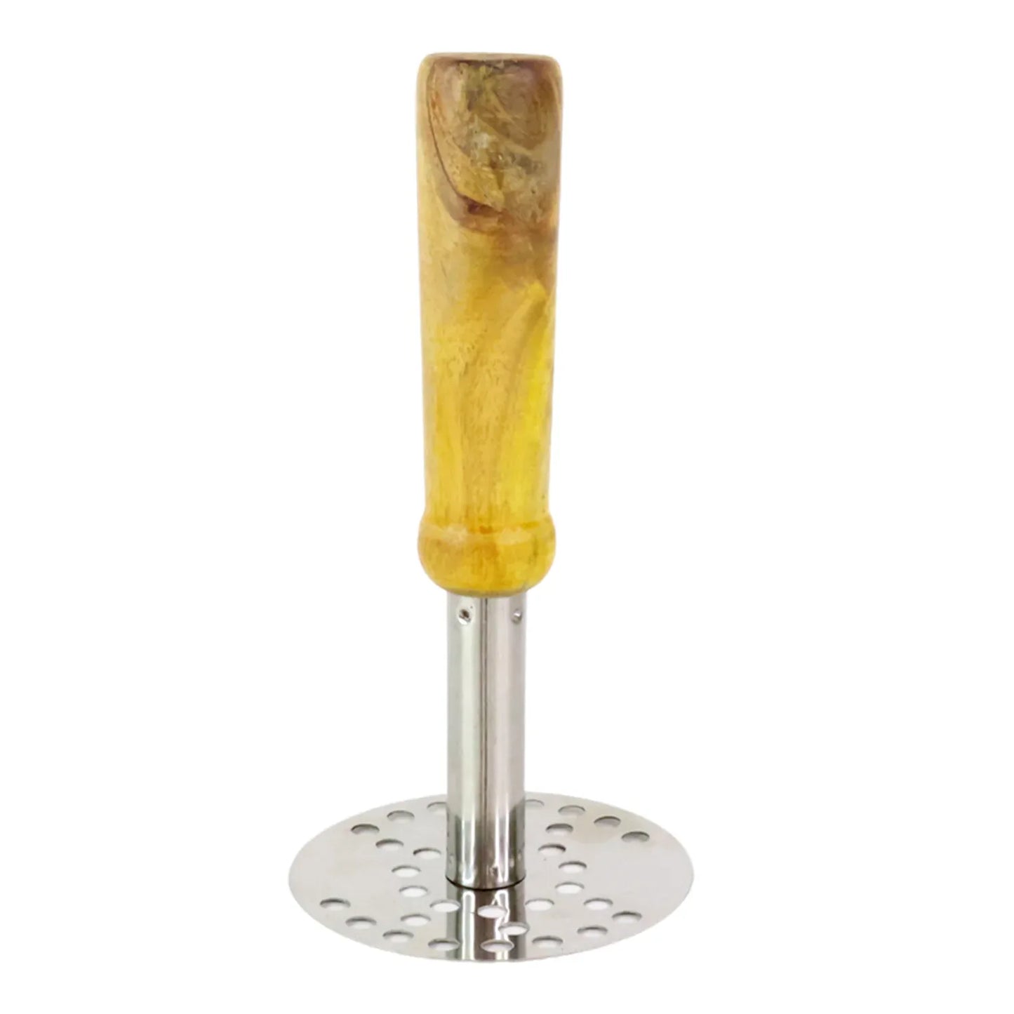 064 Stainless Steel Potato Masher Pav Bhaji Masher With Wooden Handle - Zidbik