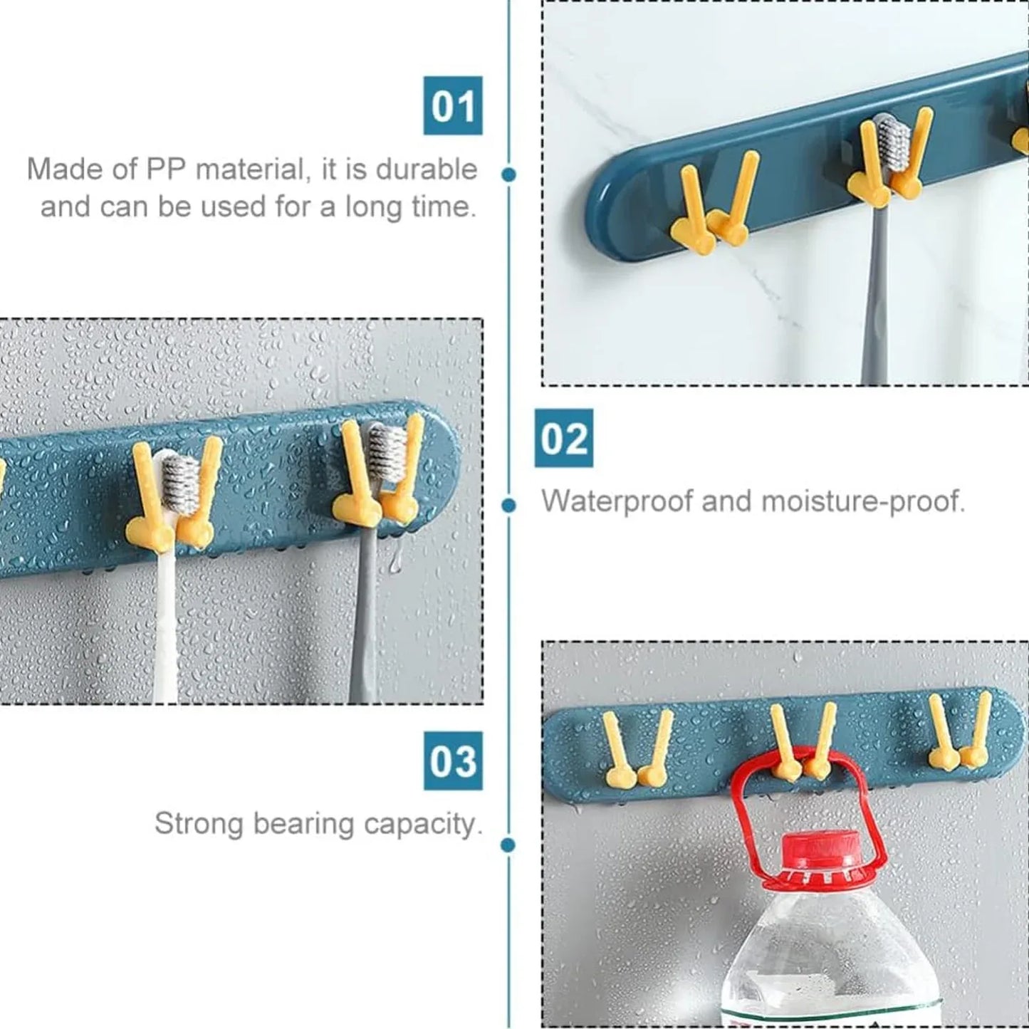 4702 Toothbrush Holder Plastic Bathroom Accessories Organizer Wall Mounted Hanging Mount Shelf Hooks (1pc) - Zidbik