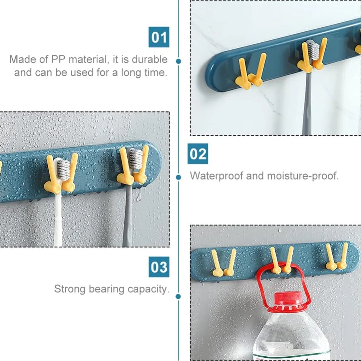 4702 Toothbrush Holder Plastic Bathroom Accessories Organizer Wall Mounted Hanging Mount Shelf Hooks (1pc) - Zidbik
