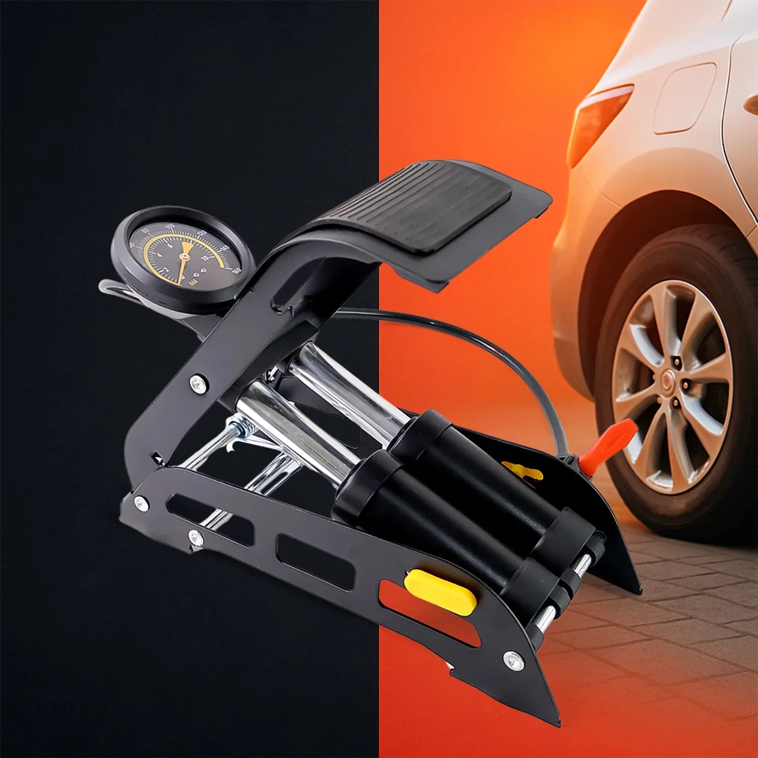1691 Portable High Pressure Foot Air Pump Compressor For Car And Bike - Zidbik