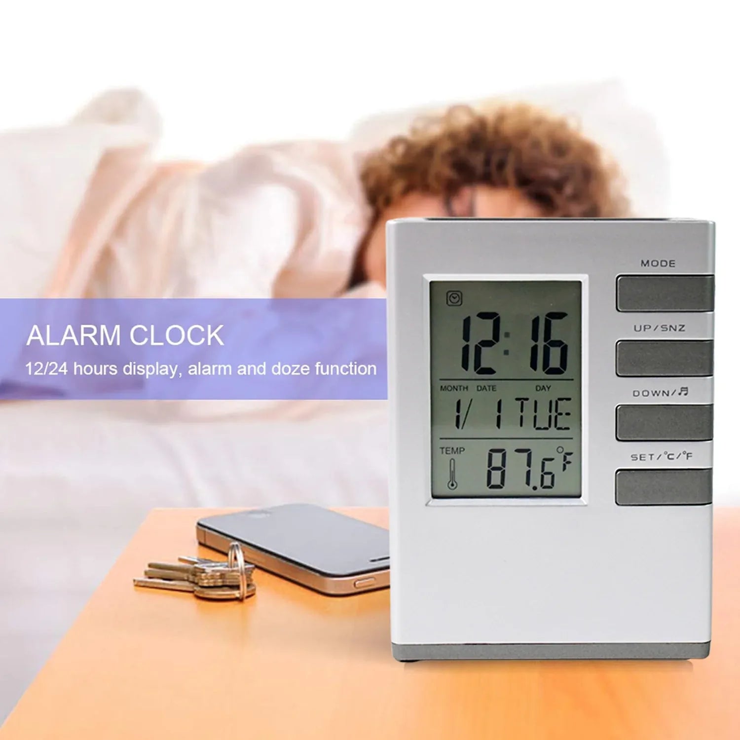 Multifunction Cube Digital Desk Clock With Pen Holder (1 Pc) - Zidbik