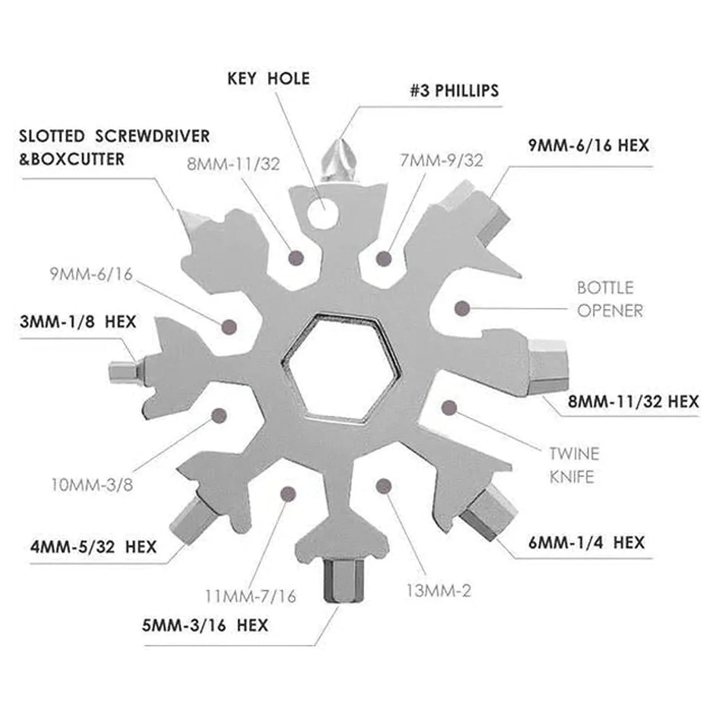 1787 Snowflake Multi-tool Stainless Steel Snowflake Bottle Opener - Zidbik