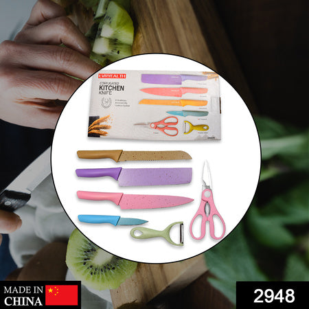 2948 Corrugated 6pc Kitchen Knife Set Professional Box Knife Set 6 Piece Forged Kitchen Knives With Box. - Zidbik