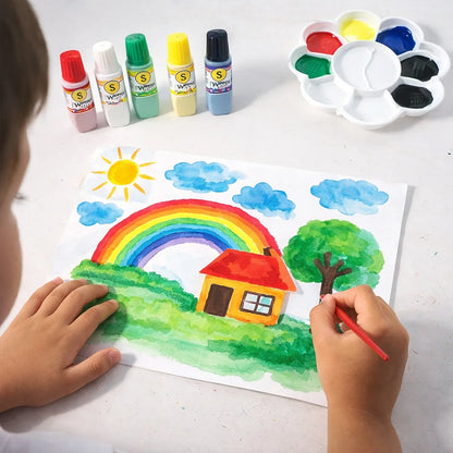 Kids Water Colour Painting Set With Brush Mixing Palette (1 Set) - Zidbik