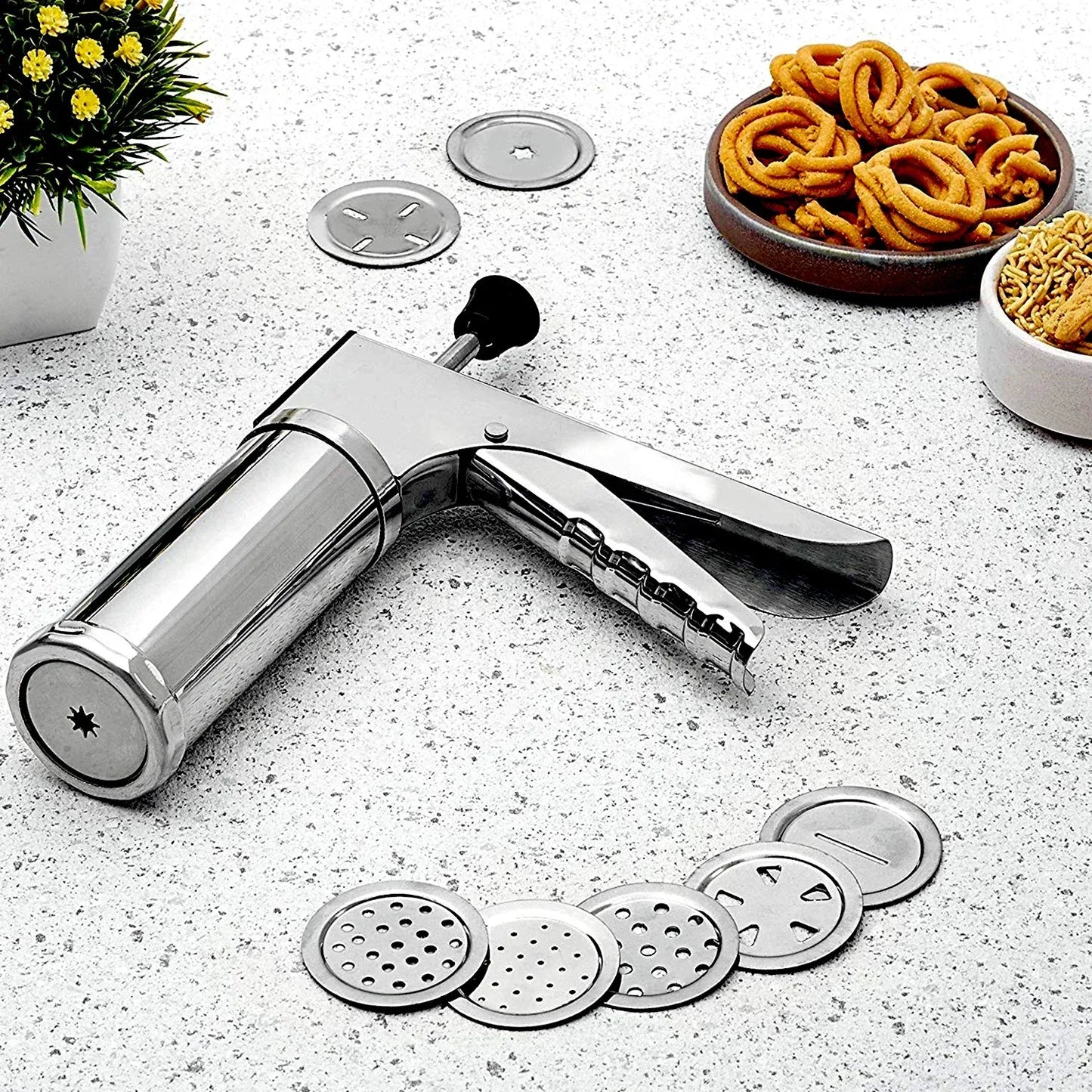 2327 15 In 1 Stainless Steel Kitchen Press With Different Parts - Zidbik