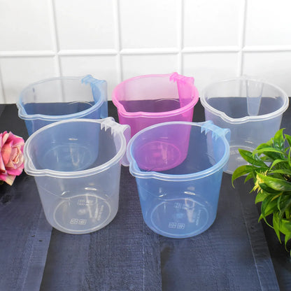 Plastic Round Transparent Bath Water Mug (5 Pc Mix Colour 1200 Ml) - Zidbik