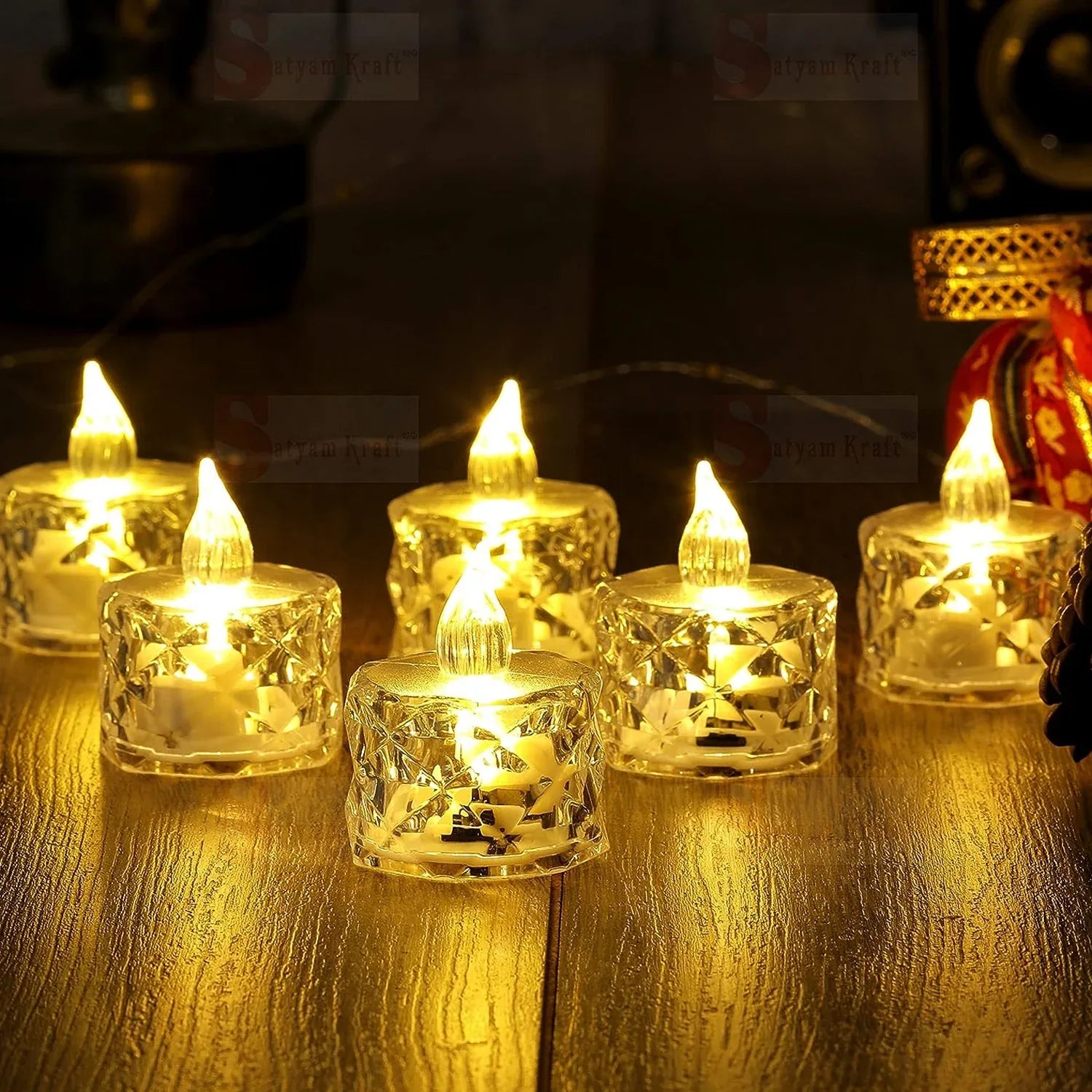 24 Pcs Flameless And Smokeless Decorative Acrylic Candles Transparent Led Tea Light Candle For Gifting House Diwali Christmas Festival Events Decor Candles - Zidbik