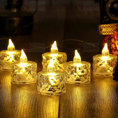 24 Pcs Flameless And Smokeless Decorative Acrylic Candles Transparent Led Tea Light Candle For Gifting House Diwali Christmas Festival Events Decor Candles - Zidbik