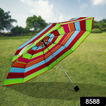 3-fold Sun Rain Protective Solid Foldable Umbrella (1 Pc) - Zidbik