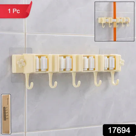 Self-adhesive Wall-mount Broom Mop Holder Rack - Zidbik