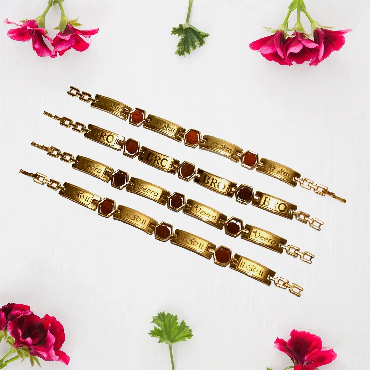 Gold Plated Hexa Bead Bracelet Rakhi For Brother (1 Pc) - Zidbik