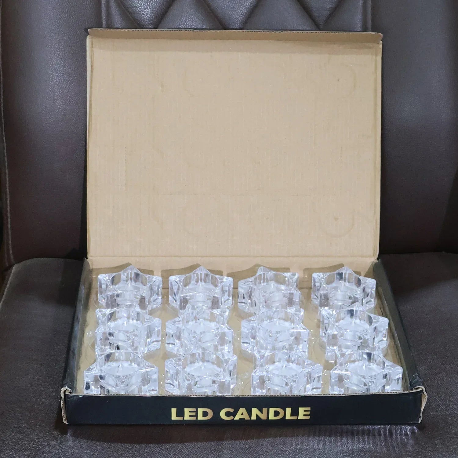 Set Of 12 Led Crystal-effect Flameless Smokeless Candles - Zidbik