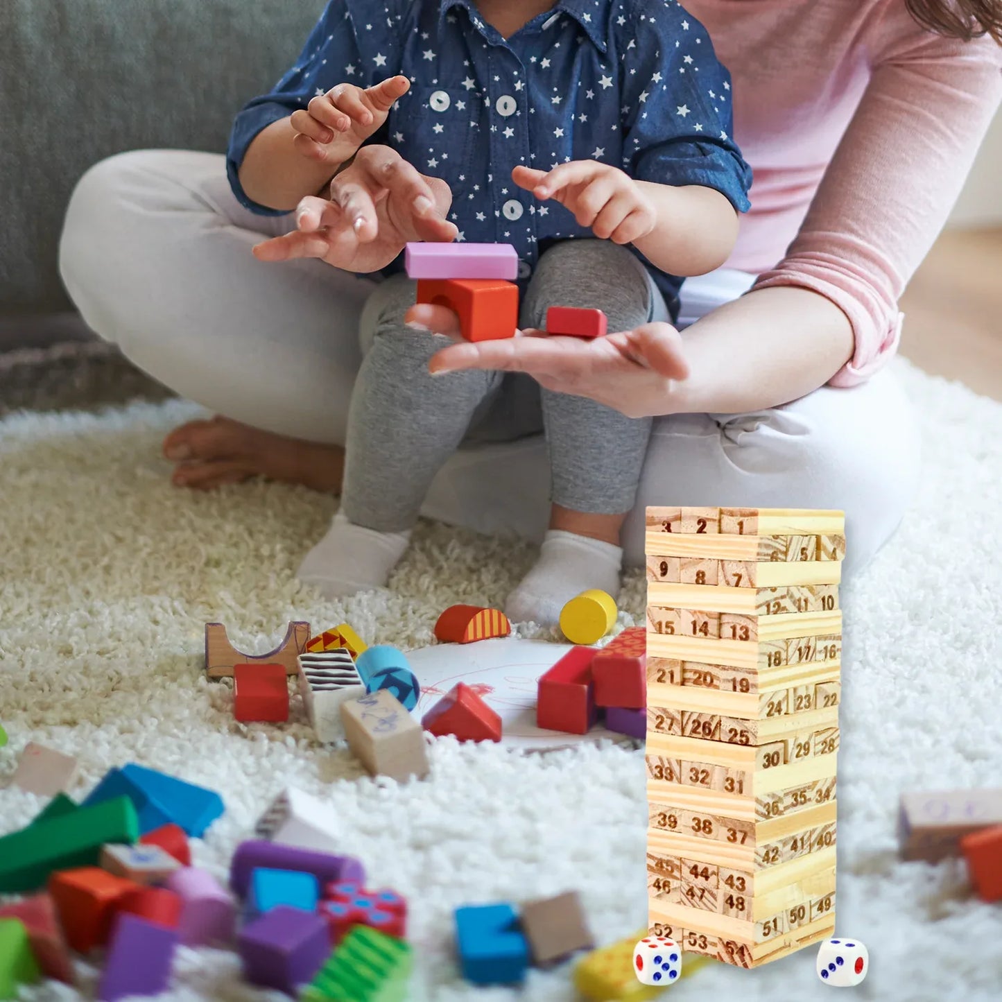 Wooden Tumbling Tower Game - (Set) - Zidbik