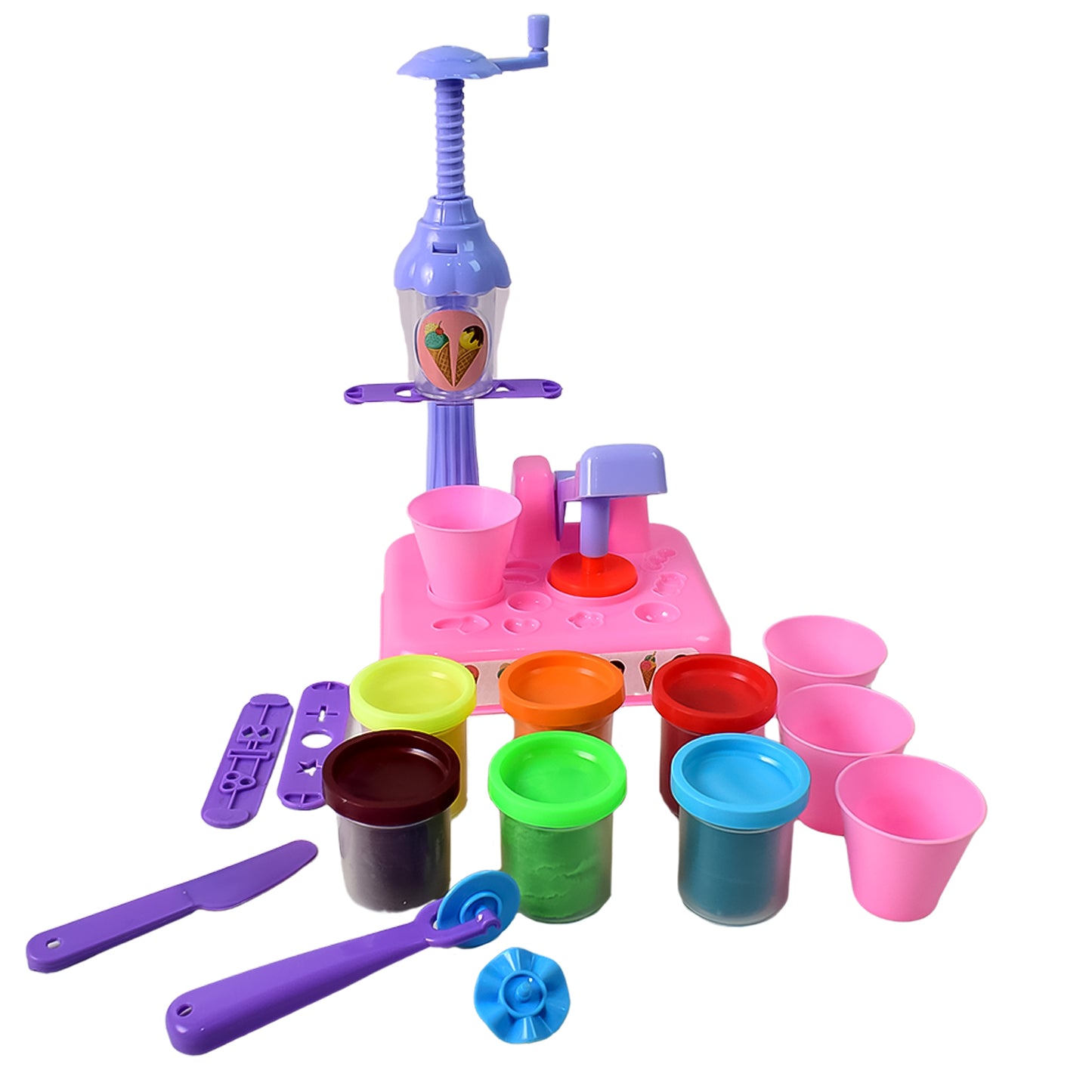 Scoop And Play Set Color Dough For Kids Play Toys Ice Cream Maker Machine (36 Pcs Set) - Zidbik