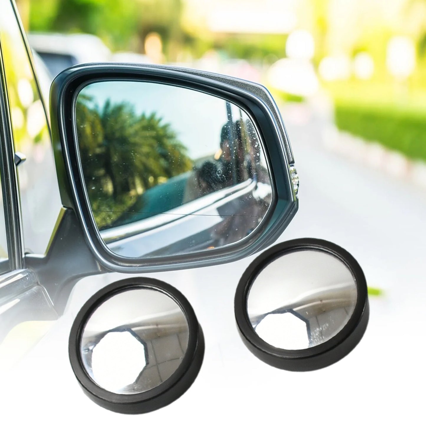 9538 Car Blind Spot Side Mirror Round Hd Glass Blindspot Mirror Convex Rear View Mirrorcar Mirror Accessories Suitable To All Cars Frameless Design (2 Pcs Set) - Zidbik