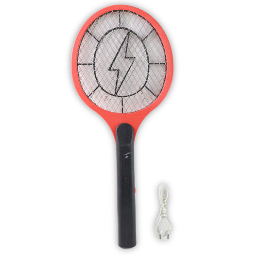 Red Rechargeable Electric Mosquito Killer Racket With Cable - Zidbik