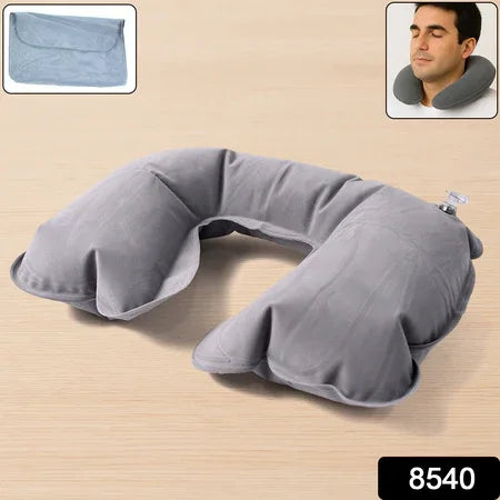 8540 Inflatable Foldable Pillow U Shape Air Cushion Travel Pillow Travel Business Trip Neck Pillow For Long Trips Ideal For Men Women Portable And Perfect For Backpacking Car Camping And Even Airplane Travel - Zidbik