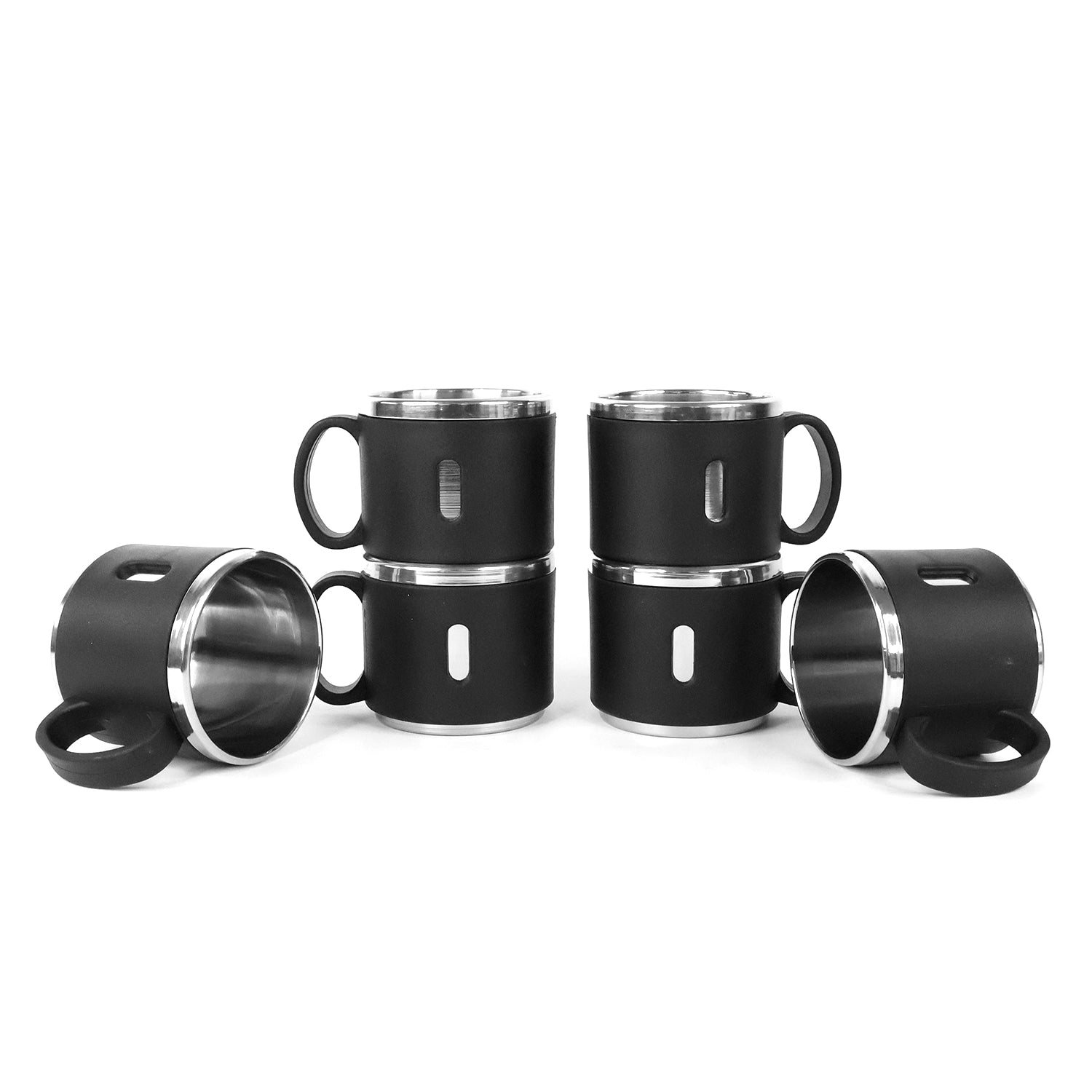 Apex Premium Stainless Steel Double Wall Coffee Mug Gift Set (6 Pc  150 Ml) - Zidbik