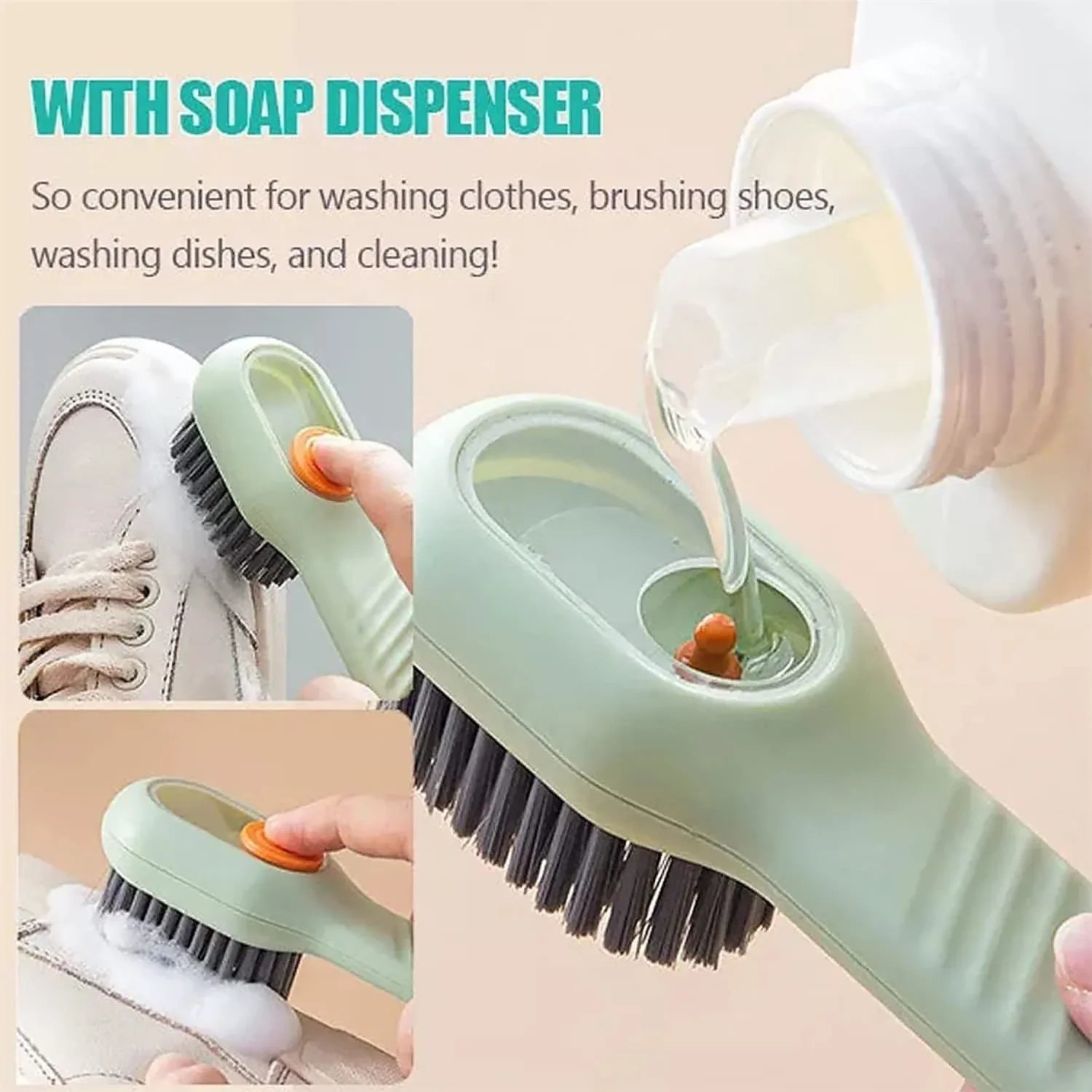 17928 Multifunctional Scrubbing Brush With Liquid Soap Dispenser Cleaning Brush With Liquid Soap Dispenser Shoe Brush For Cleaning Cloth Cleaning Brush With Handleliquid Shoe Brush For Shoe Clothes (1 Pc) - Zidbik