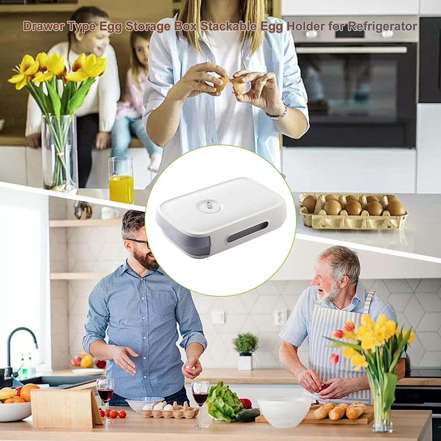 5723 Egg Storage Box Plastic Egg Drawer Fridge Egg Organizer Egg Keeper Refrigerator Egg Drawer Plastic Egg Carton Covered Egg Holder Pantry Egg Bin Household Egg Tray (1 Pc) - Zidbik