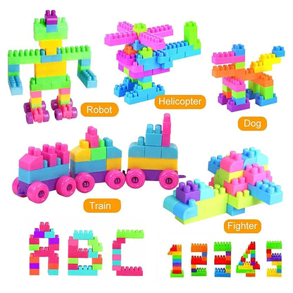 8094 Blocks Set For Kids Play Fun And Learning Blocks For Kids Games For Children Block Game Puzzles Set Boys Children (Multicolor 60 Bricks Blocks) - Zidbik