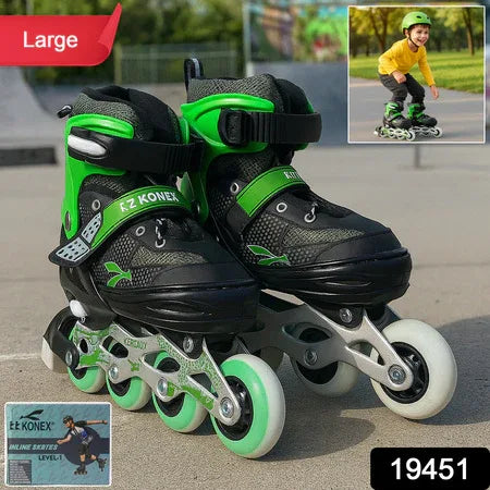 Professional Adjustable Inline Skates For Kids And Adults (Large 1 Pair) - Zidbik