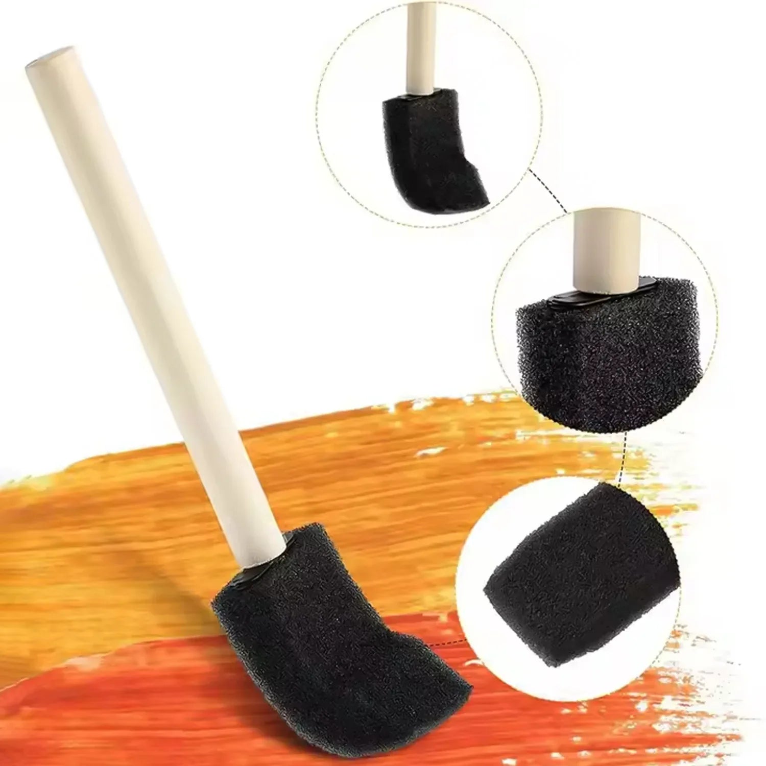 Multipurpose Sponge Brushes For Painting With Wooden Handles (5 Pcs Set) - Zidbik