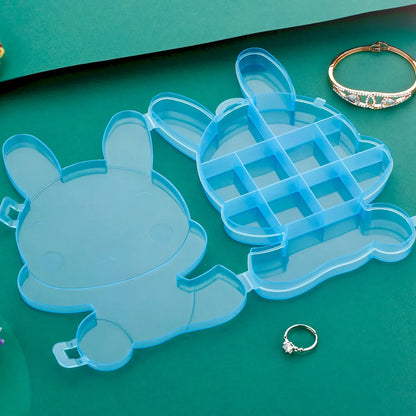 6557 Transparent Cartoon Bear Clear Plastic Storage Box Jewelry Box Jewelry Organizer Holder Cabinets For Small Objects (1 Pc) - Zidbik