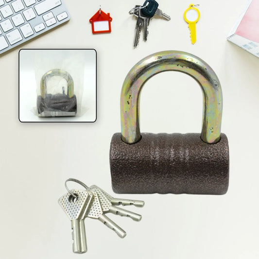 9455 Iron Pad Lock Brass Core And Thickened Spray Black Iron Door Lock With 5 Pc Keys For Home Dormitory Waterproof Antirust Anti-theft Padlocks Outdoor Gate Shed Locks Warehouse Big Iron Door Drawer Lock (82 Mm ) - Zidbik