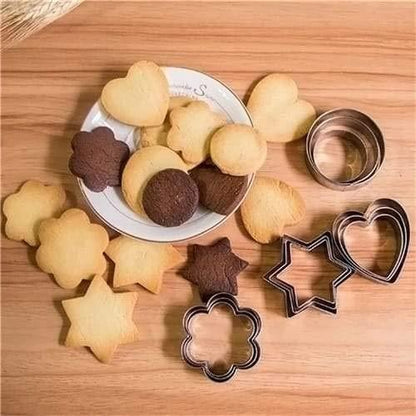 0813 Cookie Cutter Stainless Steel Cookie Cutter With Shape Heart Round Star And Flower (12 Pieces) - Zidbik