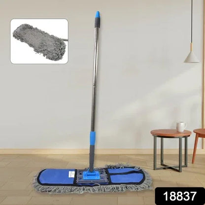 Wet And Dry Cotton Pad Floor Mop With Long Aluminium Handle (1 Pc Large) - Zidbik