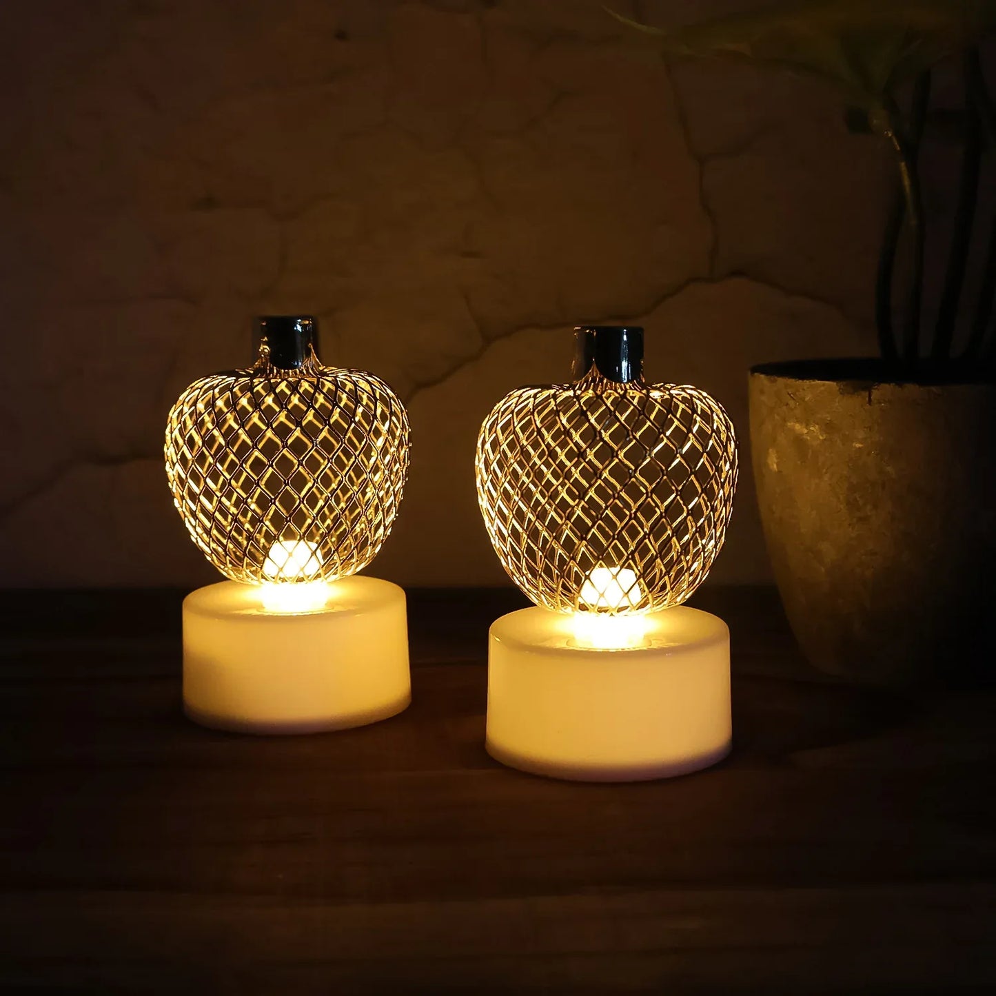 Decorative Apple Shape Led Tealight Candles - (4 Pc) - Zidbik