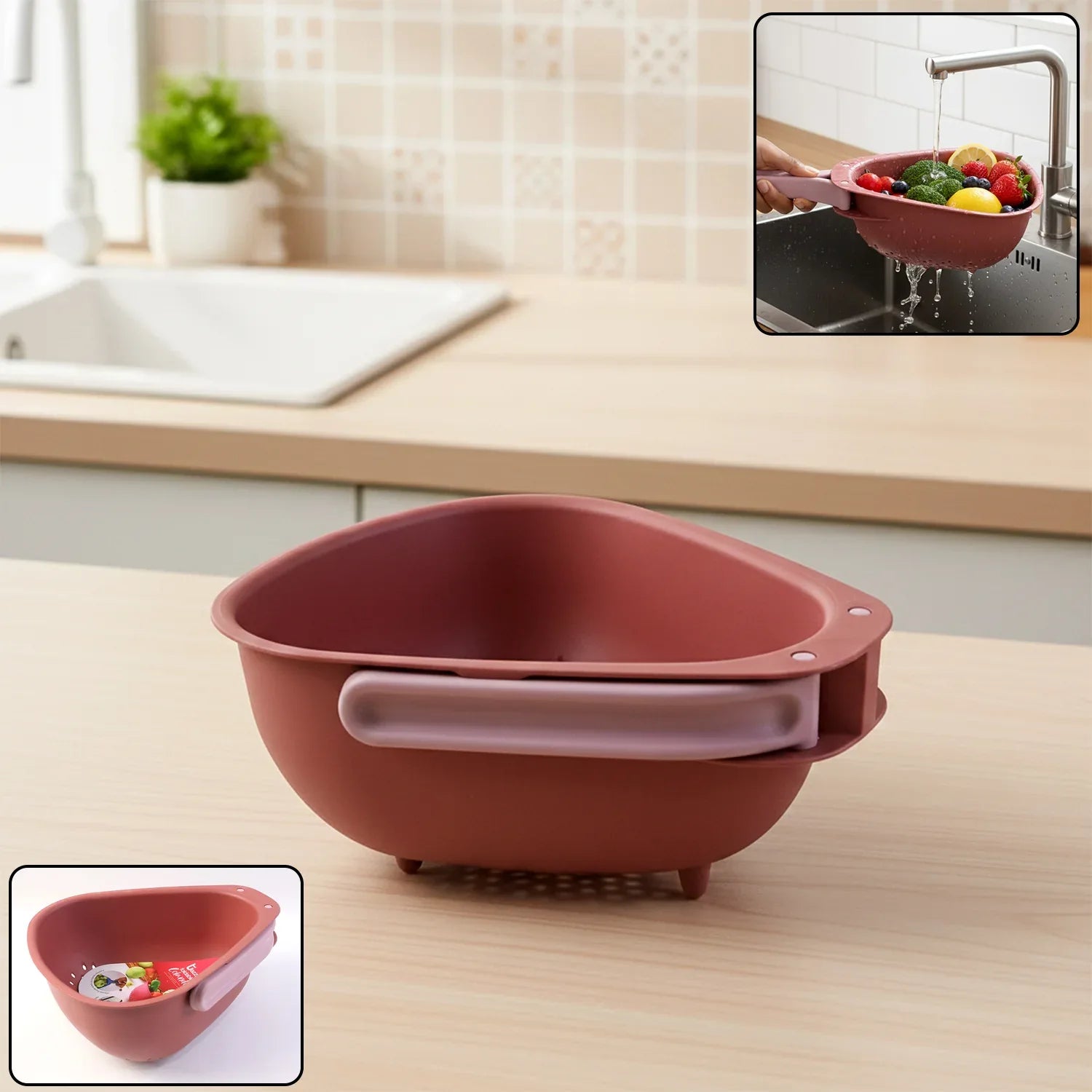 Supermom Kitchen Colander With Foldable Handle And Drain Base - Zidbik
